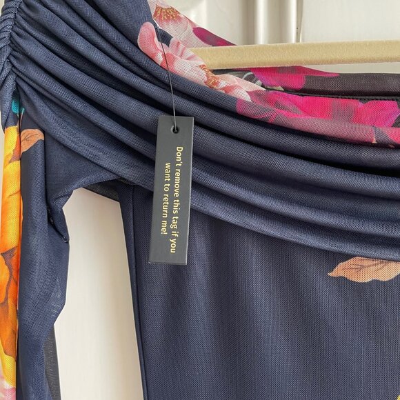 AFRM Praya Off-The-Shoulder Mesh Midi Dress SMALL - Picture 7 of 9